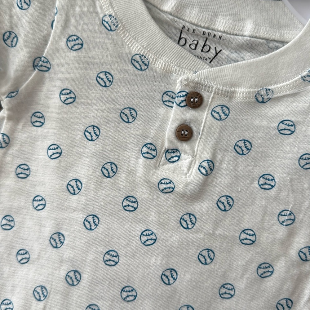 NET Rae Dunn Baby Boy 3-6 Months "Daddy's Rookie" Baseball Rompers - Picture 5 of 9